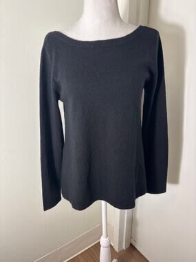 Cortland Park Black 100% Cashmere Back V Sweater Sz S